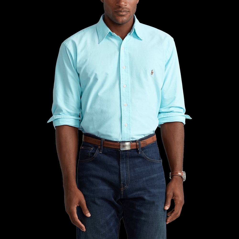 Ralph Lauren Knit Oxford Men SZ XL Light Blue Casual Button Down Shirt - Picture 3 of 15